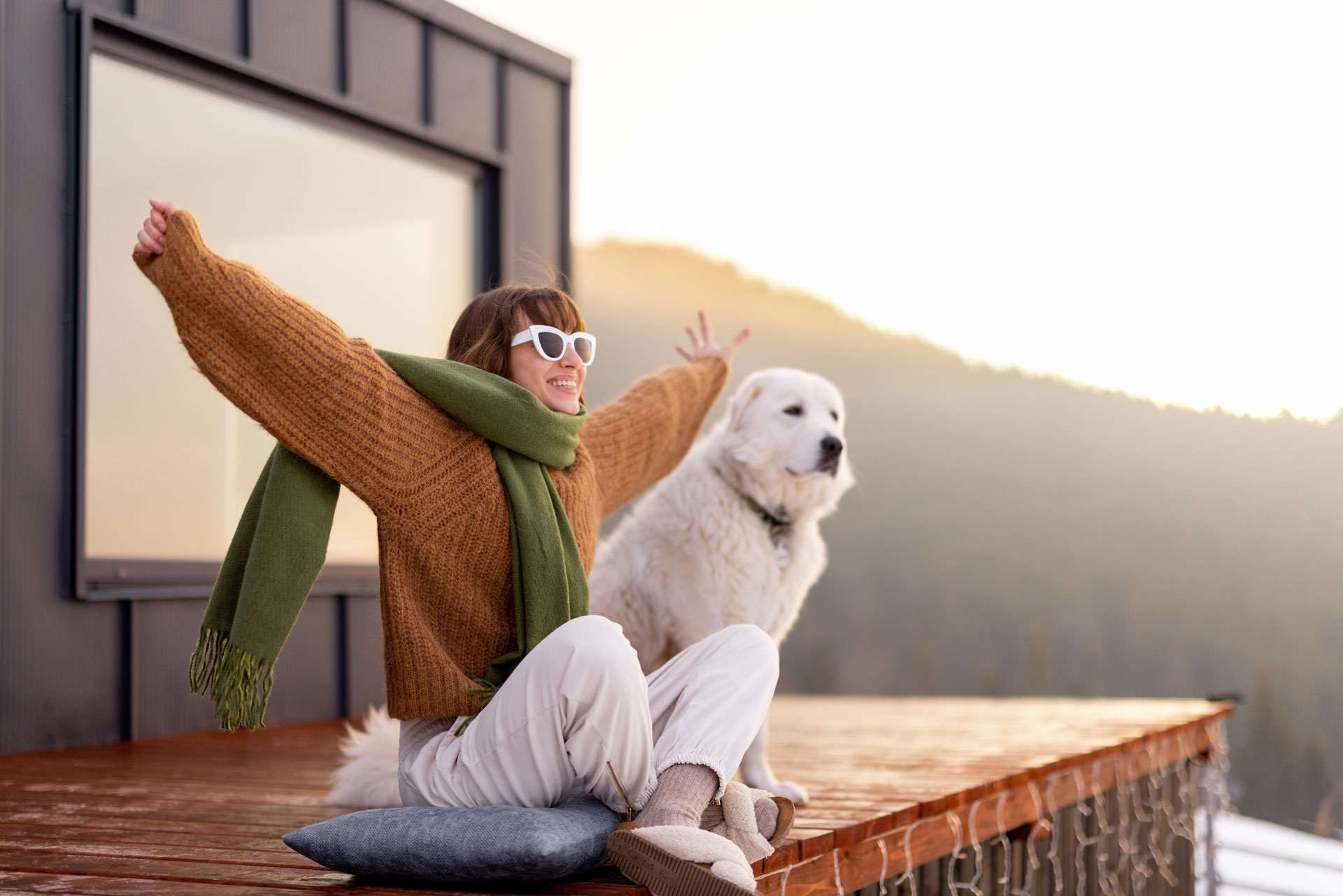 woman with dog has home insurance