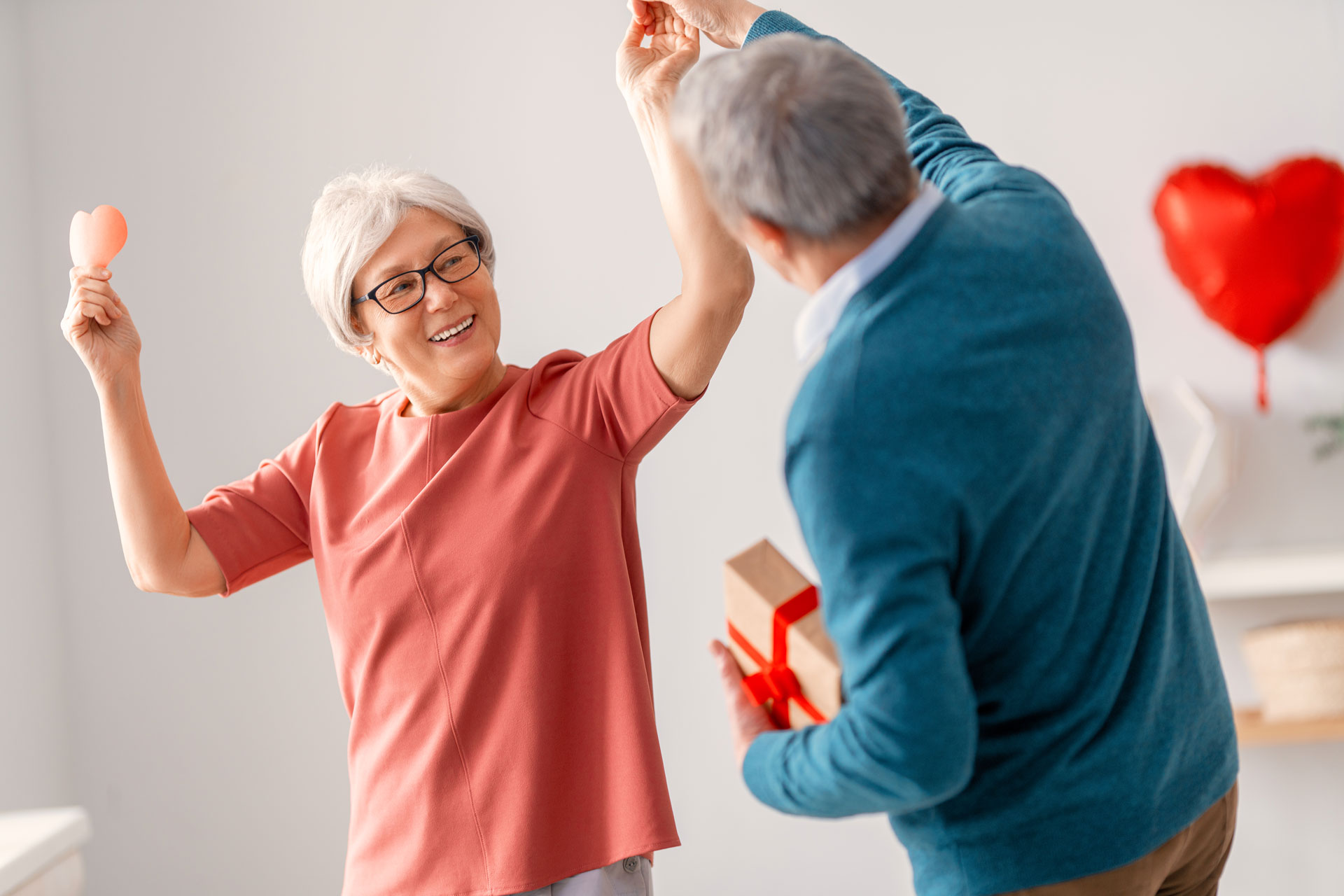 elderly couple on valentines day