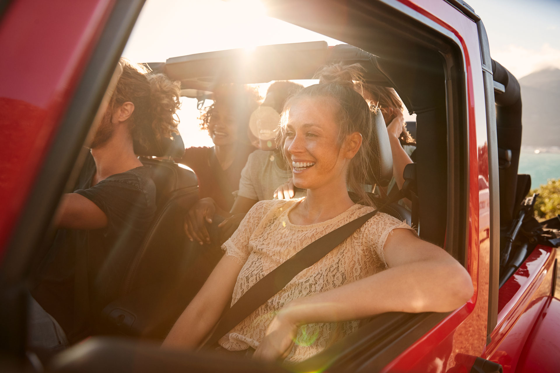 happy people in car
